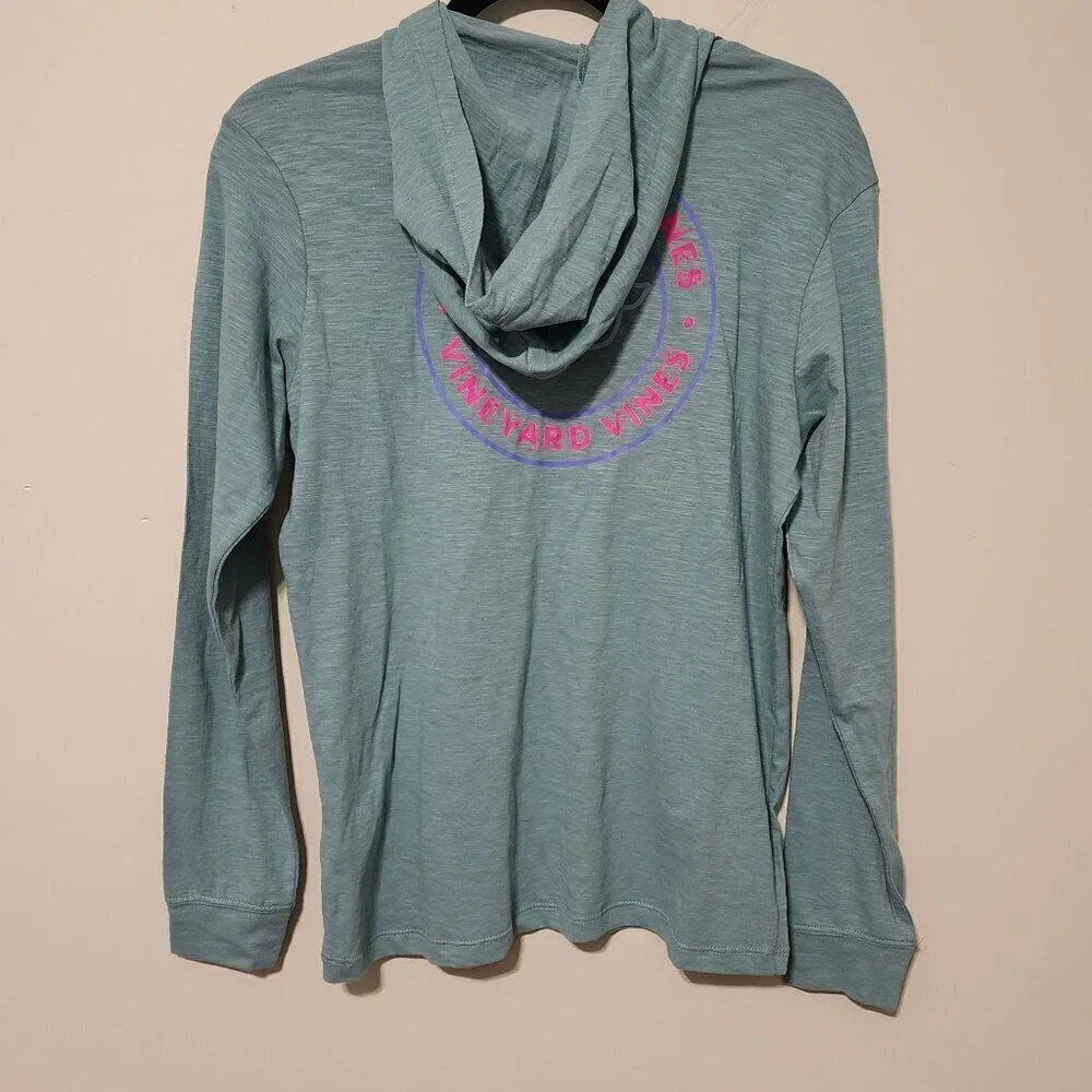 Vineyard Vines t-shirt hoodie size L / 16 girls whale dot sea clay green